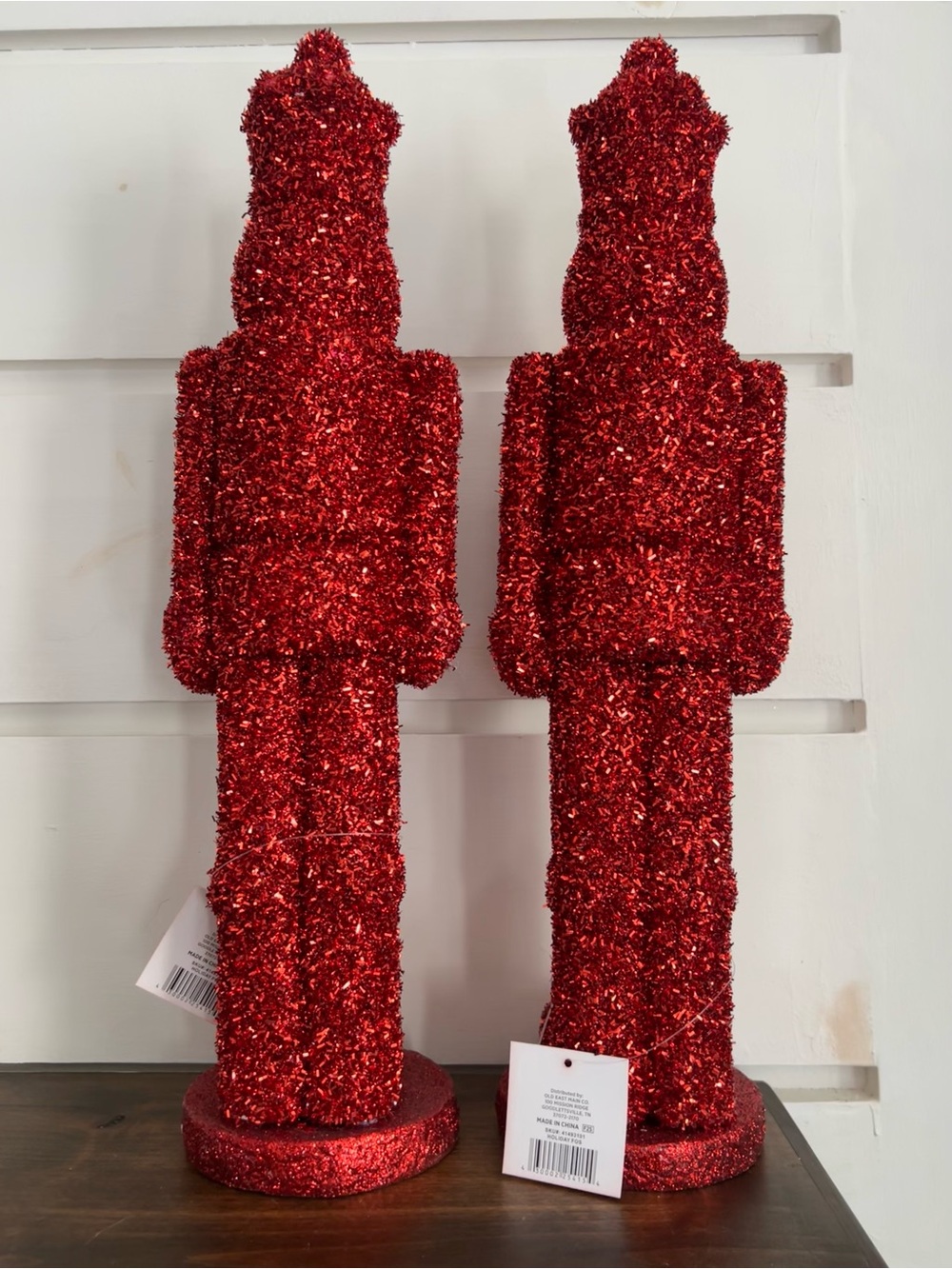 NEW Christmas Red Tinsel Nutcrackers 20” (2)